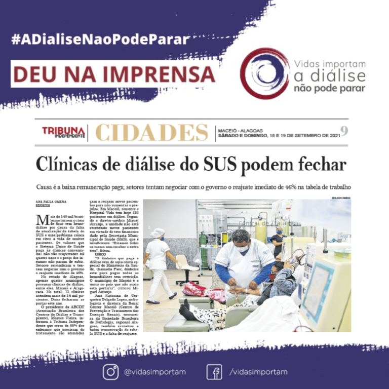 CLÍNICAS DE DIÁLISE DO SUS PODEM FECHAR