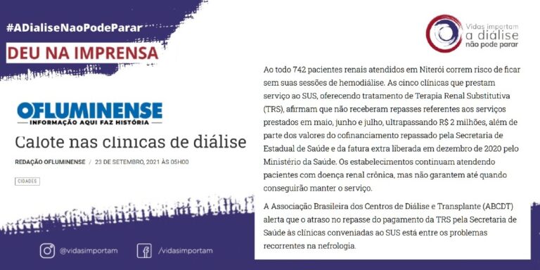 CALOTE NAS CLÍNICAS DE DIÁLISE