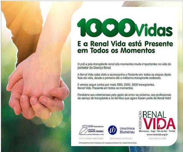 Associação Renal Vida, Uroclínica e Hospital Santa Isabel atingem a marca de 1.000 transplantes de rim