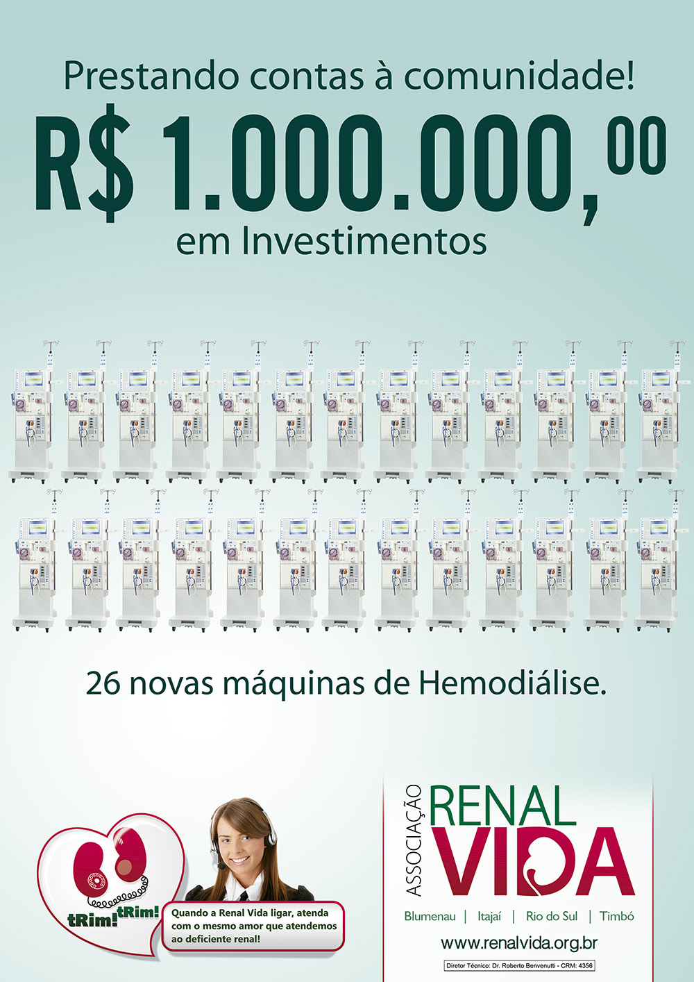 Renal Vida entrega mais de R$ 1 milhão em investimentos com recursos captados junto à comunidade do Vale do itajaí