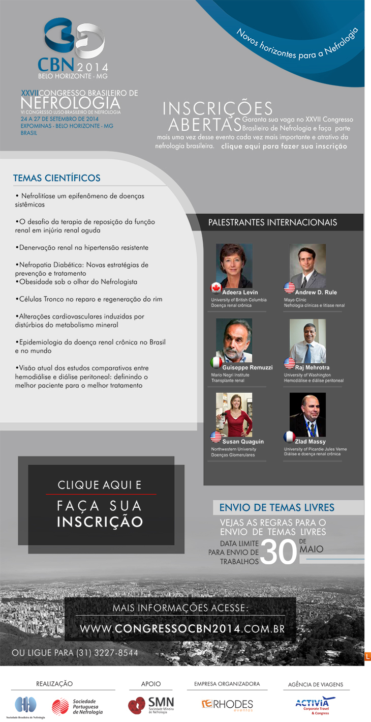 Participe do XXVII Congresso Brasileiro de Nefrologia